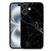 iPhone 16 Plus Marmeren Print Telefoonhoesje Marmer Zwart - Origineel Cadeau Vader