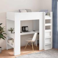 Loft Bedframe met Bureau Wit 90 x 190 cm Bewerkt hout