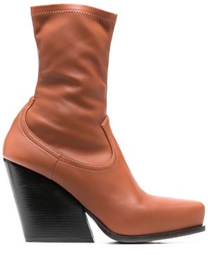 Stella McCartney bottines Cowboy à coupe stretch - Marron