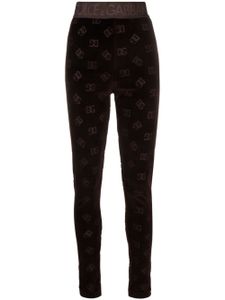 Dolce & Gabbana logo-debossed cotton leggings - Marron