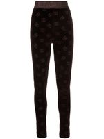 Dolce & Gabbana logo-debossed cotton leggings - Marron - thumbnail