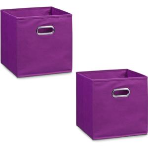 Opbergmand/kastmand - 2x - paars - 28 x 28 cm - polyester - speelgoedmand