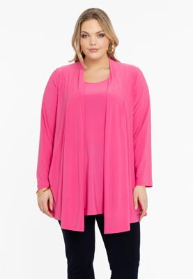 Yoek Cardigan met plooien | Roze | Maat 54/56
