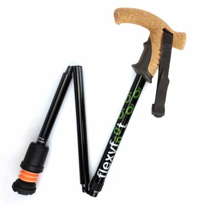 Wandelstok met kurken handvat - opvouwbaar | Flexifoot | Schokabsorberend | Zwart | PR30050-BK