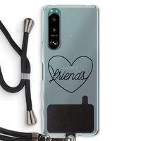 Friends heart black: Sony Xperia 5 III Transparant Hoesje met koord