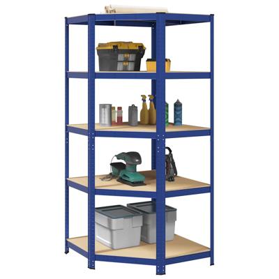 Hoekrek 5-laags staal en bewerkt hout blauw