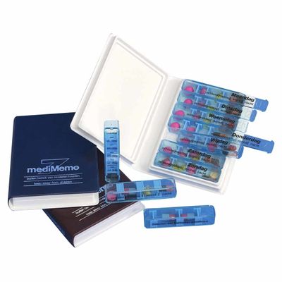 Medicijnagenda 7 dagen | MediMemo | 4 vakjes | Uitneembare doosjes | Blauw | AL710135