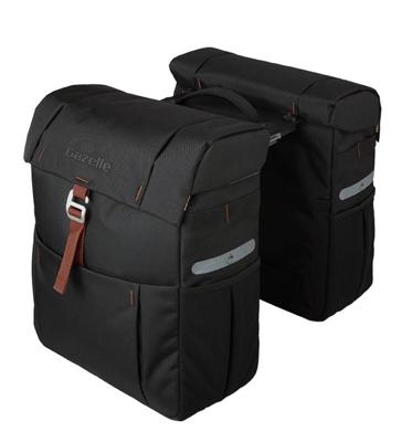 Gazelle dubbele fietstas met mik adapter 37 liter 31 x 40 x 15 (2x) zwart/bruin