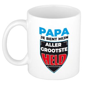 Papa je bent mijn allergrootste held cadeau mok / beker wit 300 ml   -