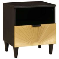 Nachtkastje Zwart en Goud 40 x 33 x 46 cm massief mangohout