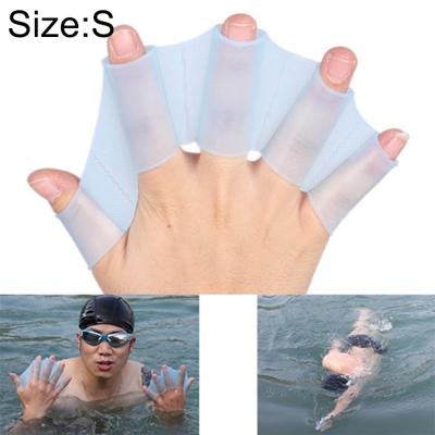 Siliconen zwemmen Web Fins hand flippers training handschoenen S (blauw)