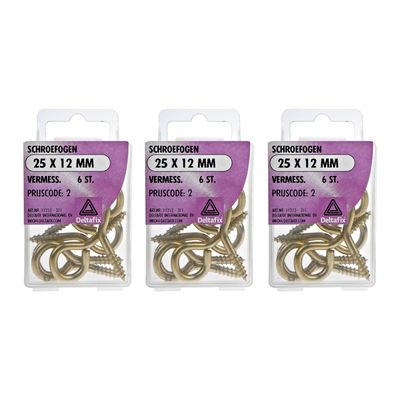 Deltafix Schroefogen - 18x - verzinkt metaal - 25 x 12 mm - ijzerwaren
