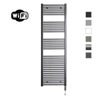 Elektrische Radiator Sanicare HWV Met Wifi 172x60 cm Gunmetal 1127W Met Thermostaat Chroom Rechtsonder Sanicare