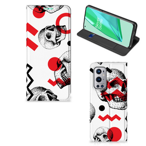 Mobiel BookCase OnePlus 9 Pro Skull Red