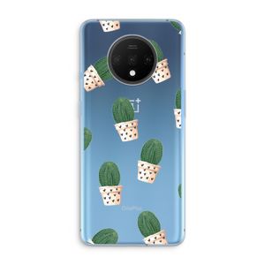 Cactusprint roze: OnePlus 7T Transparant Hoesje