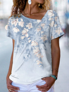 Casual Floral Loosen Short Sleeve T-Shirt