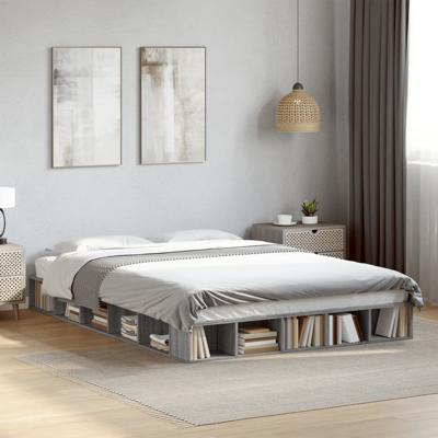 Bedframe bewerkt hout grijs sonoma eikenkleurig 160x200 cm