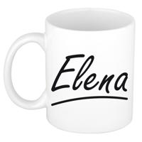 Elena Naam koffiemok - beker - met sierlijke letters - wit - 300 ml - Cadeau - Dames