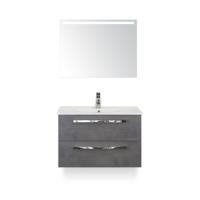 Seville Badmeubelset 80 cm - Beton Antraciet - Keramische Wastafel Wit Enjoy - met Sence Spiegel