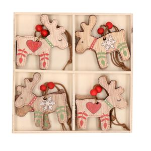 Kersthangers - 8-delig - hout - rendieren - 6x5 cm