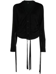 R13 cardigan en mérinos à lien de resserrage - Noir