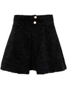 Casablanca box-pleat detail jacquard velvet miniskirt - Noir