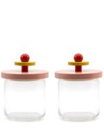Alessi lot de deux verres transparents à couvercle contrastant - Tons neutres