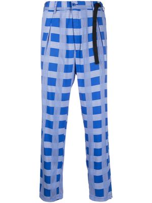 4SDESIGNS pantalon à carreaux - Bleu