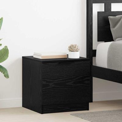 Bedkast 2 pcs Zwart eiken 40 x 39 x 40 cm Bewerkt hout