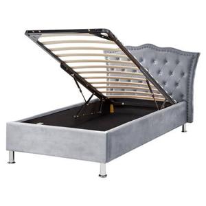 Beliani - METZ - Bed met opbergruimte - Grijs - 90 x 200 cm - Fluweel