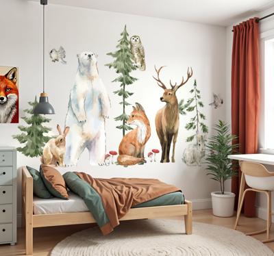 Muursticker kinderkamer dieren met realistisch bos