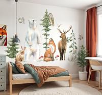 Muursticker kinderkamer dieren met realistisch bos