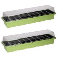 Kinzo Kweekbak - 2x - Zaaibak - met 20 vakjes - transparante deksel - 53 x 14 x 8 cm - Moestuin
