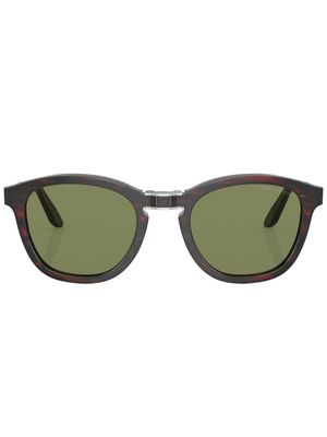 Giorgio Armani lunettes de soleil rondes à logo imprimé - Vert