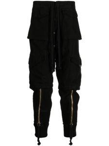 Greg Lauren pantalon sarouel à détails de zips - Noir