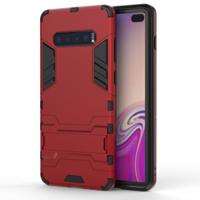 Schokbestendige PC + TPU Case voor Galaxy S10 PLUS, met houder (rood)