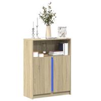 Dressoir met LED 77x34x100 cm bewerkt hout sonoma eikenkleurig