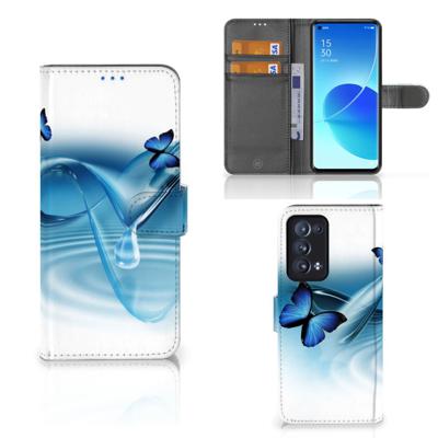 OPPO Reno 6 Pro Plus 5G | Telefoonhoesje | Met pasjeshouder | Vlinders