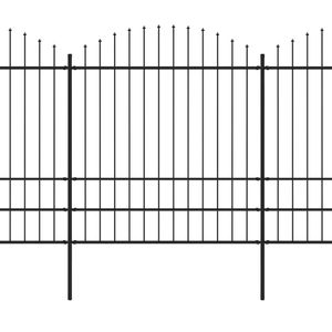 The Living Store Stalen tuinhek - 10.2 m - zwart - (1.75 - 2) m - robuust staal - privacy en veiligheid