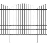 The Living Store Stalen tuinhek - 10.2 m - zwart - (1.75 - 2) m - robuust staal - privacy en veiligheid