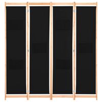 The Living Store Kamerverdeler - 4 panelen - 160 x 170 x 4 cm - Houten frame en stoffen schermen - thumbnail