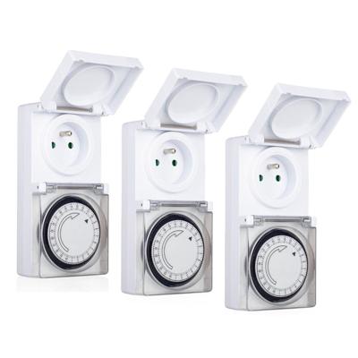 Programmeerbare Tijdklok - 3x - 24-uurs - IP44 - tijdschakelaar stekkerdoos - voor binnen/buiten