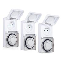 Programmeerbare Tijdklok - 3x - 24-uurs - IP44 - tijdschakelaar stekkerdoos - voor binnen/buiten