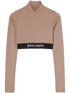 Palm Angels t-shirt crop à bande logo - Marron