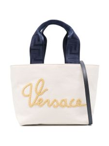 Versace Kids sac cabas en toile à logo brodé - Tons neutres