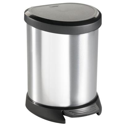 Curver decobin ovalen pedaalemmer 5l zilver/zwart