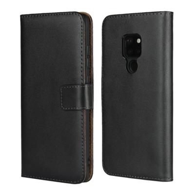 Lederen horizontale Flip holster voor Huawei mate 20 met magnetische sluiting en beugel en kaartsleuf en portemonnee (zwart)