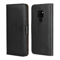 Lederen horizontale Flip holster voor Huawei mate 20 met magnetische sluiting en beugel en kaartsleuf en portemonnee (zwart)