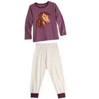 Pyjama met paarden van bio-katoen, mauve Maat: 98/104 - thumbnail