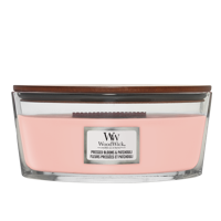 WoodWick Geurkaars Ellipse Pressed Blooms & Patchouli - 9 cm / 19 cm - Geurkaars in Glas - Houten Lont